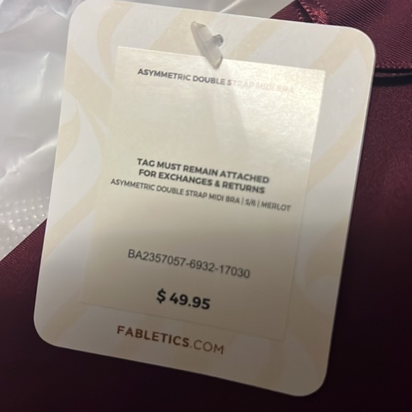 Fabletics Merlot asymmetrical one Shoulder double strap midi bra, new - Picture 6 of 8